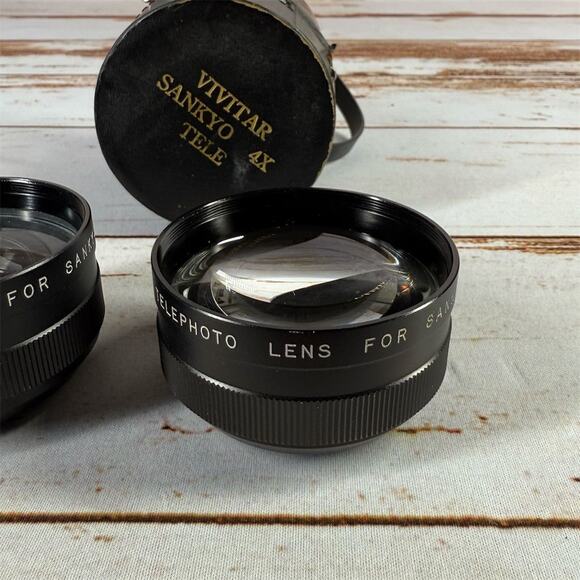 Vivitar Sankyo 4X Camera Lens Set Telephoto & Wide Angle w/ Case - Picture 4 of 9